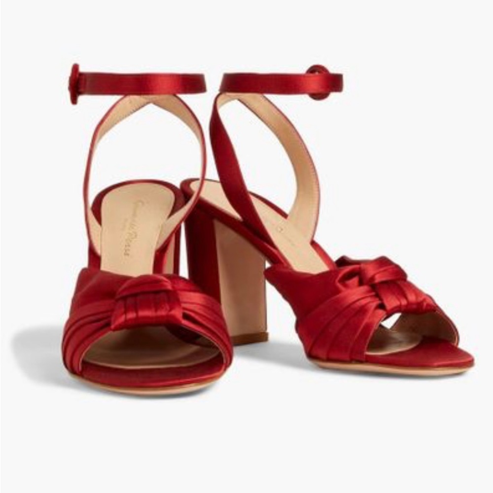 GIANVITO ROSSI Loren Raso Granata knotted satin sandals 39